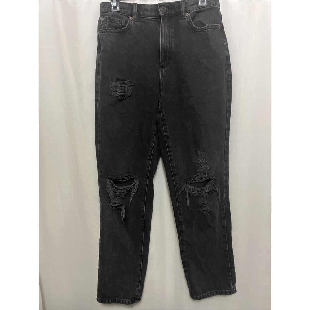 Garage Denim Vintage Straight‎ Jeans Washed Black Distressed High Rise Size 5 27